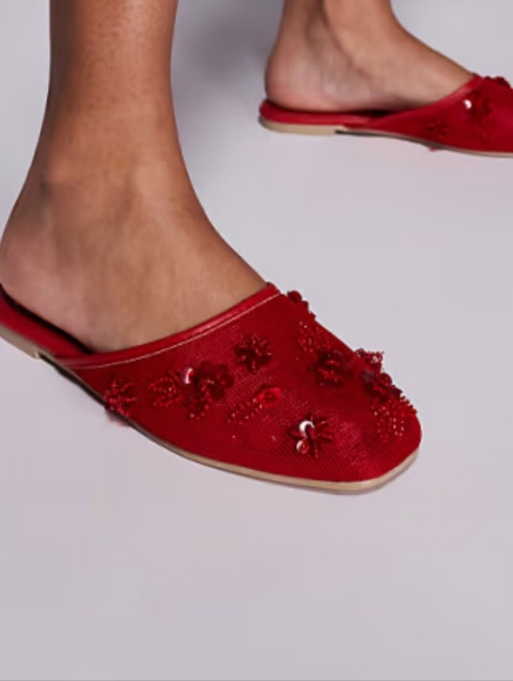 Target Red Beaded Mesh Slide Mules - Picture 5 of 7
